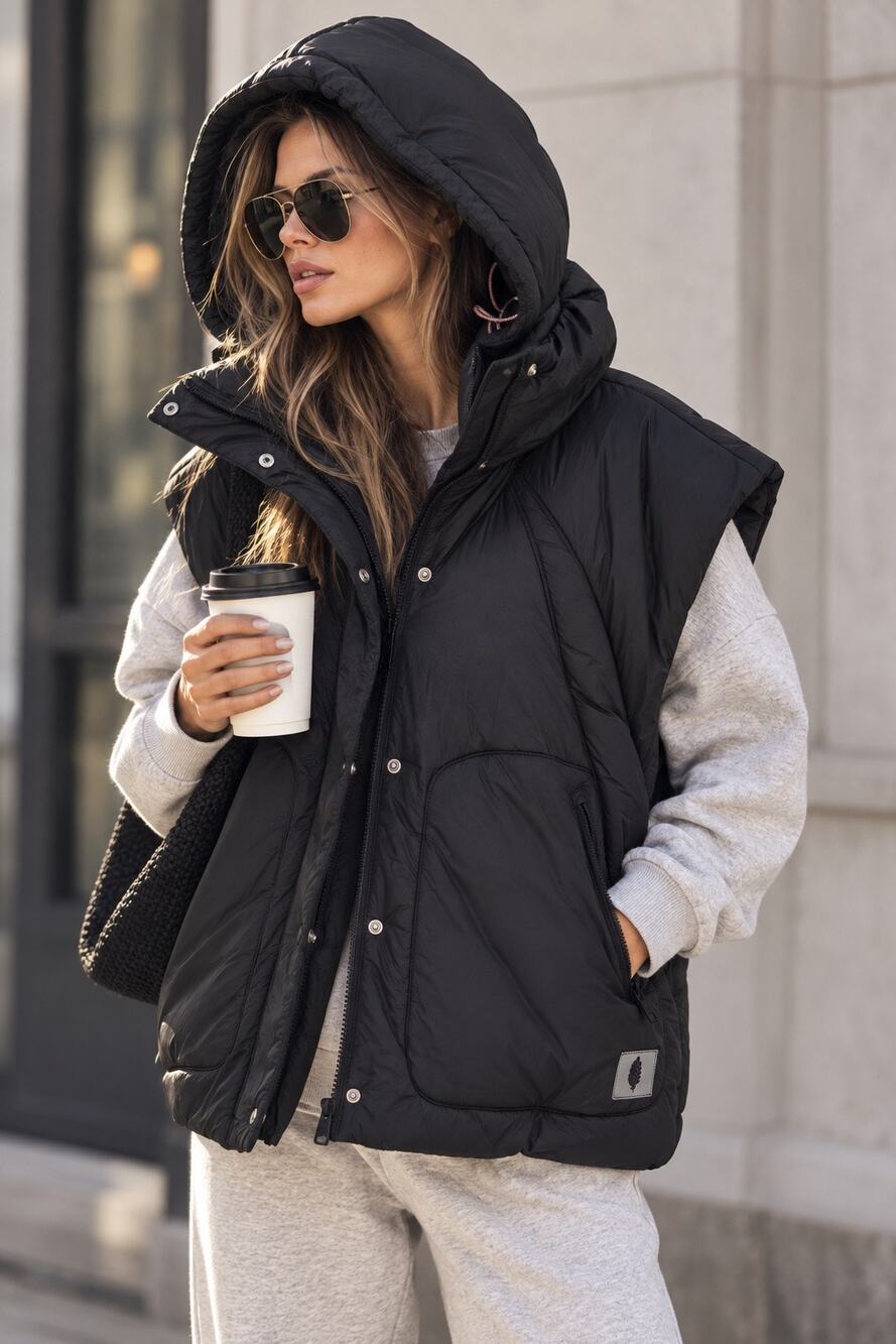 FP Movement Black Primaloft Hooded Puffer Vest Size M NWT $168
